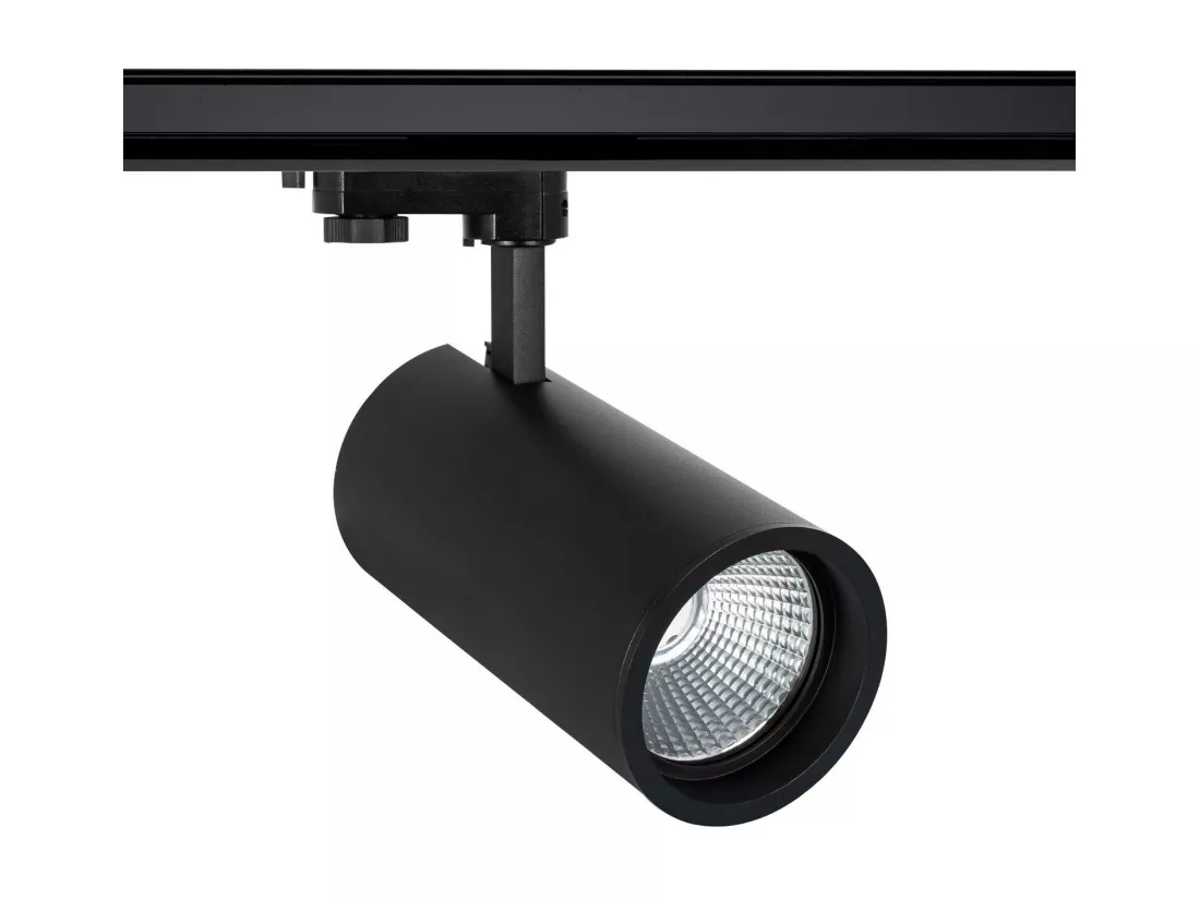 Spot LED sur Rail Triphasé 30W d'Angelo LIFUD Noir 3000K Blanc chaud