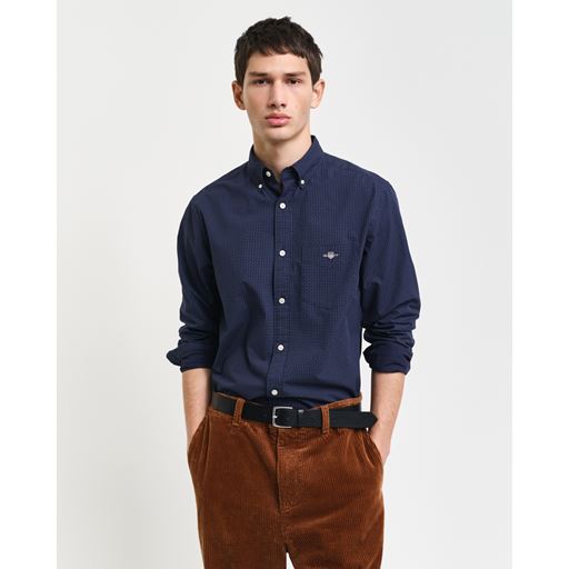 GANT Micro Print Skjorte, Evening Blue, 3XL
