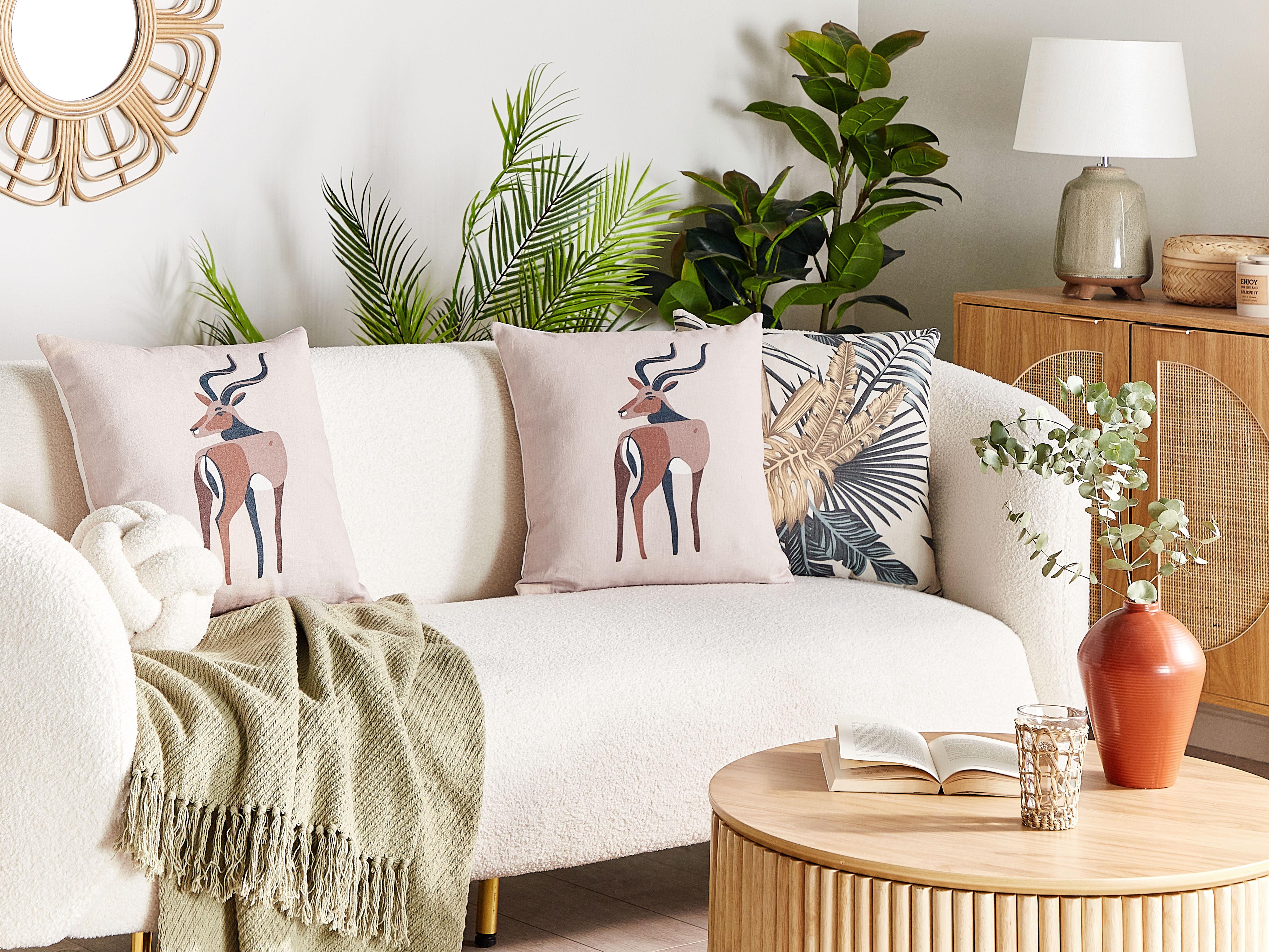 Set van 2 sierkussens ABAL 45 x 45 cm Beige dierenprint