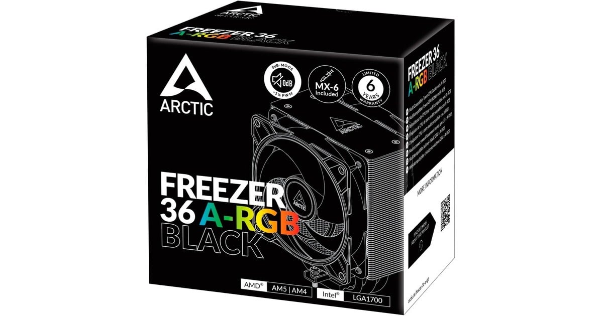 ARCTICFreezer 36 A-RGB CPU-koeler  (Zwart, 4-pin PWM)