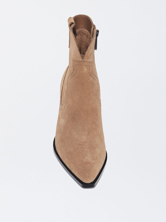 Botas de couro estilo cowboy - Camelo