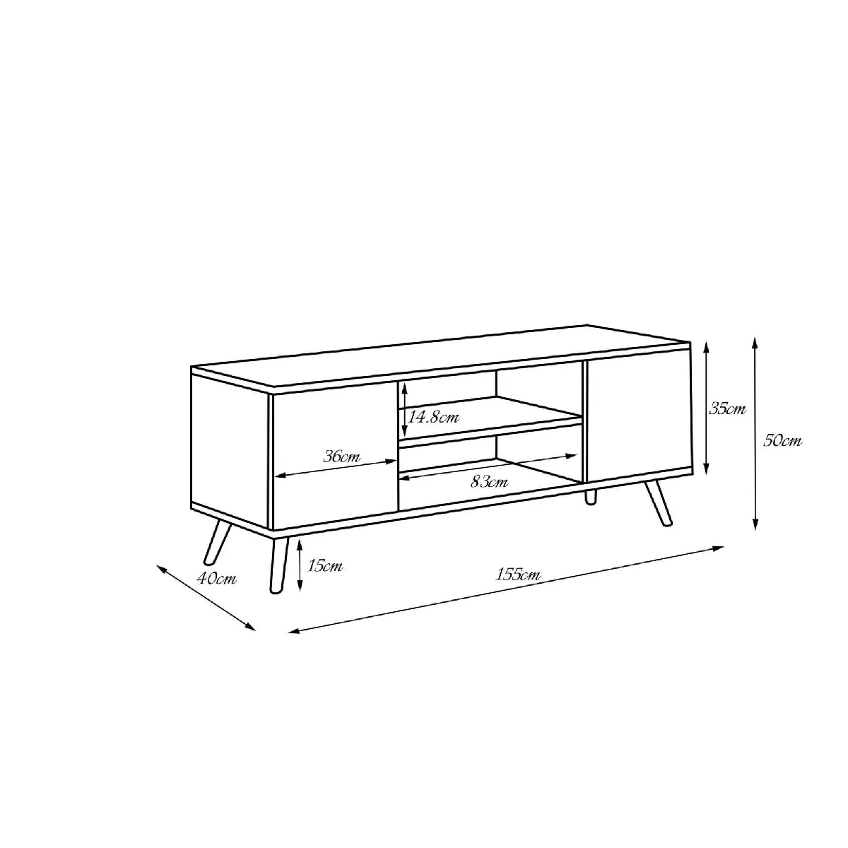 Alter Meuble TV Scandinave Erable 155x40x50
