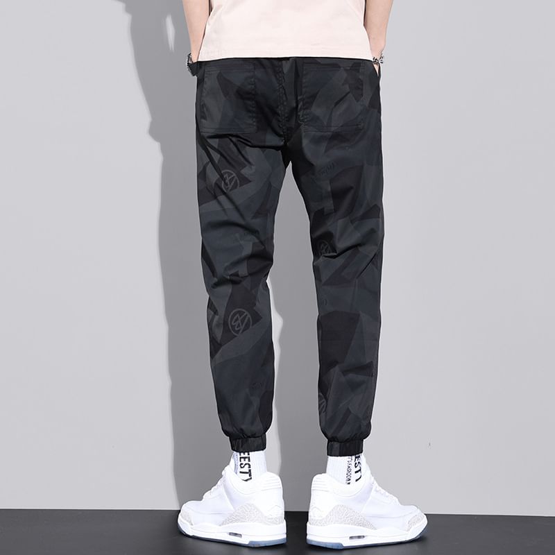 Macho - Cropped Harem Cargo Broek met Trekkoord Taille en Camouflageprint
