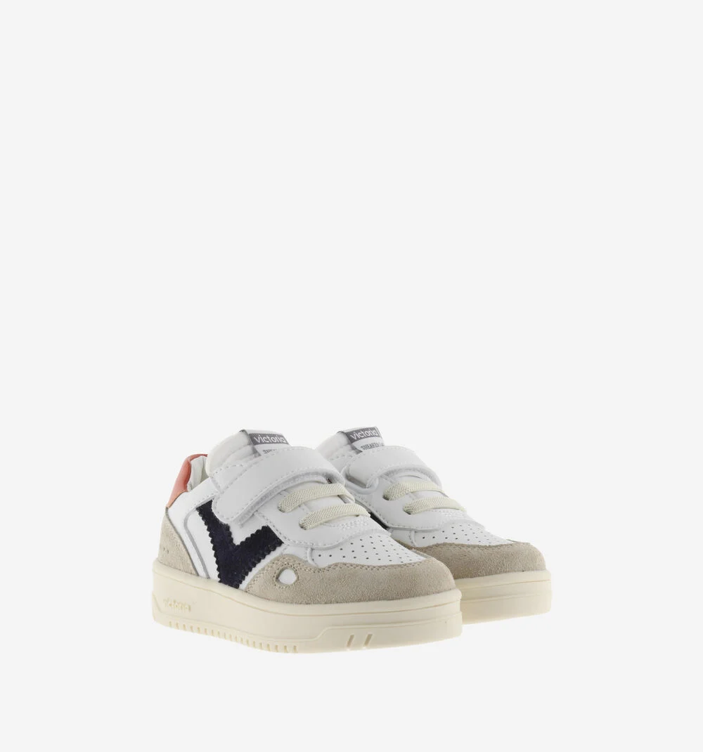 SEUL BRIDE EFFET CUIR & CUIR FENDU Baskets à semelles beiges pour enfant NARANJA
