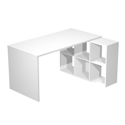 Bureau avec module 6 cases - 140 cm - blanc