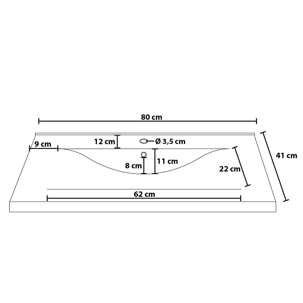 Home Deluxe - Badkamermeubel - Set - WANGEROOGE BIG Deluxe – Maat: S, Kleur: Zwart, Breedte wastafel: ca. 80 cm | Badkamermeubel Meubel Wastafel