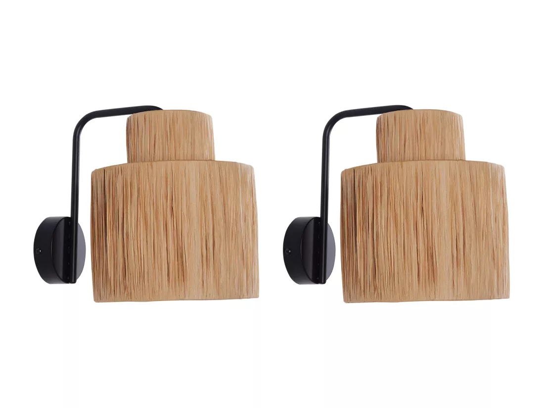 Lot de 2 lampes murales SHINFA Osier Naturel