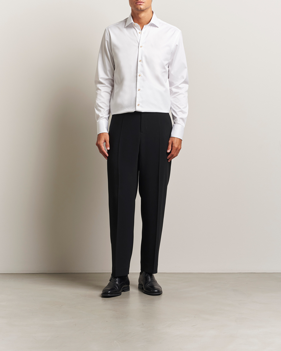 Stenströms Regular Fit Contrast Cotton Shirt White