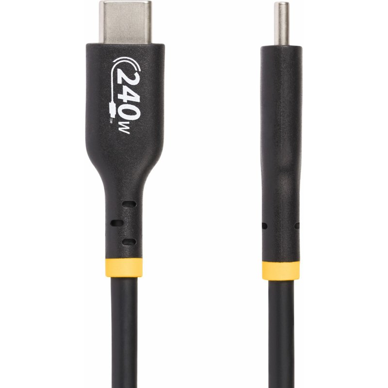 StarTech.com Câble de Charge USB-C de 2m, Charge et Synchronisation, 240W (5A) PD EPR, Câble de Charge USB 2.0 pour Ordinateur Portable, Certifié USB-IF , Gaine TPE - Cordon de Charge USB C Noir