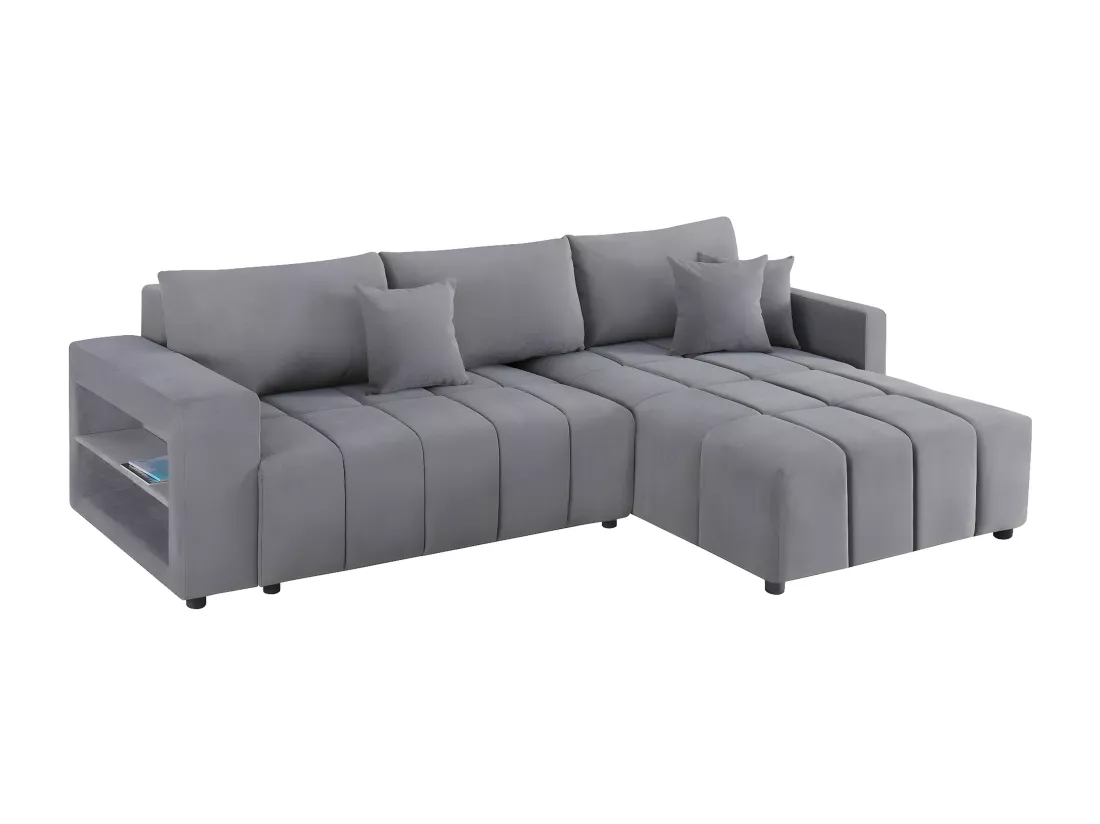 Canapé d'angle convertible tissu chenille 3 places - 