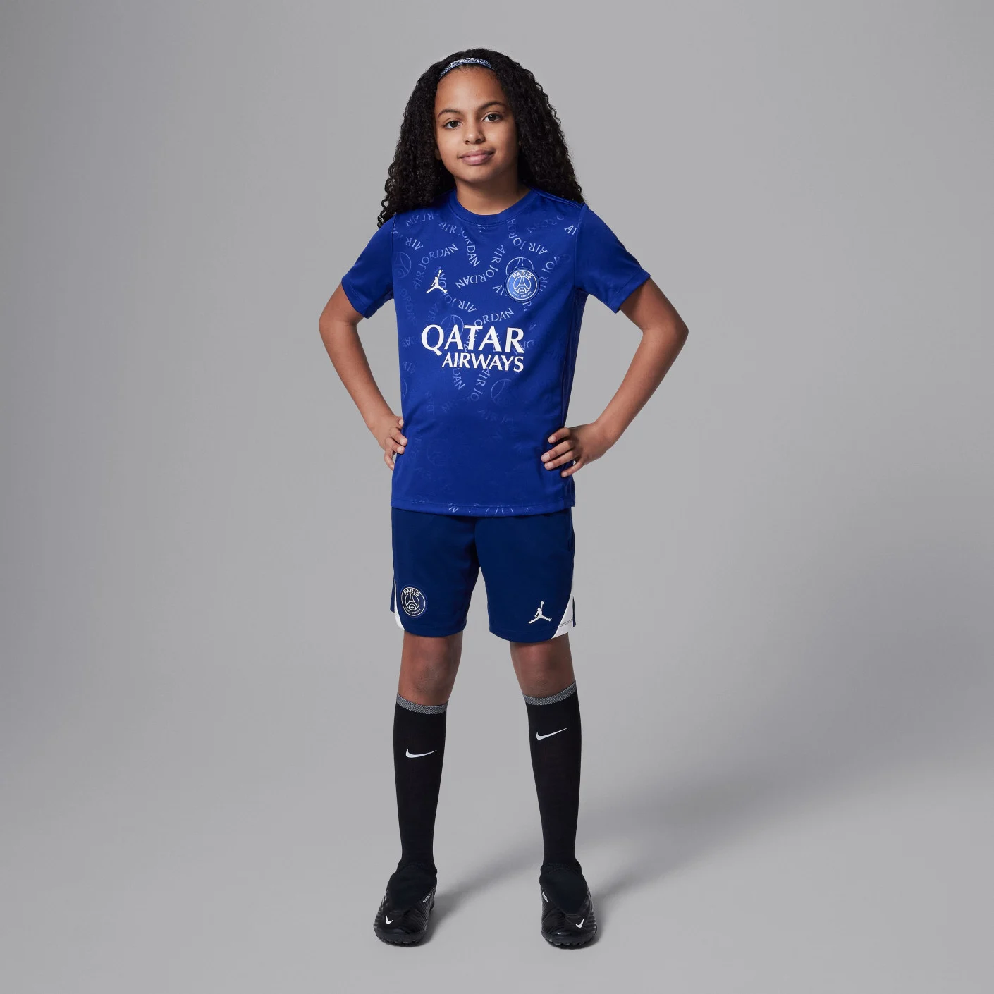 Nike Paris Saint-Germain x Jordan Pre-Match Trainingsshirt 2024-2025 Kids Blauw Wit