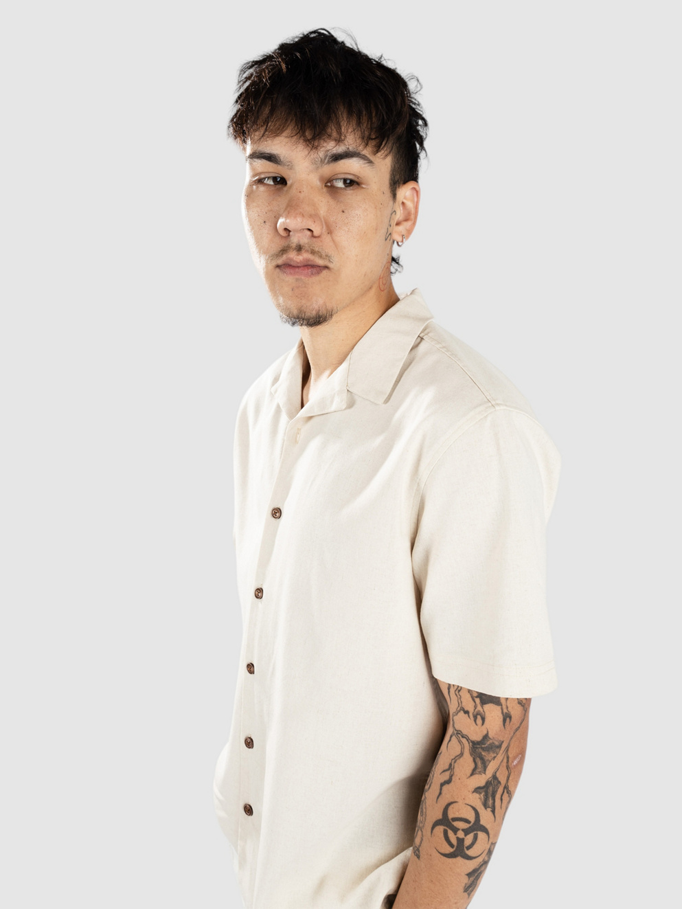 Anerkjendt Akleo S-S Cot-Linen Shirt brown rice
