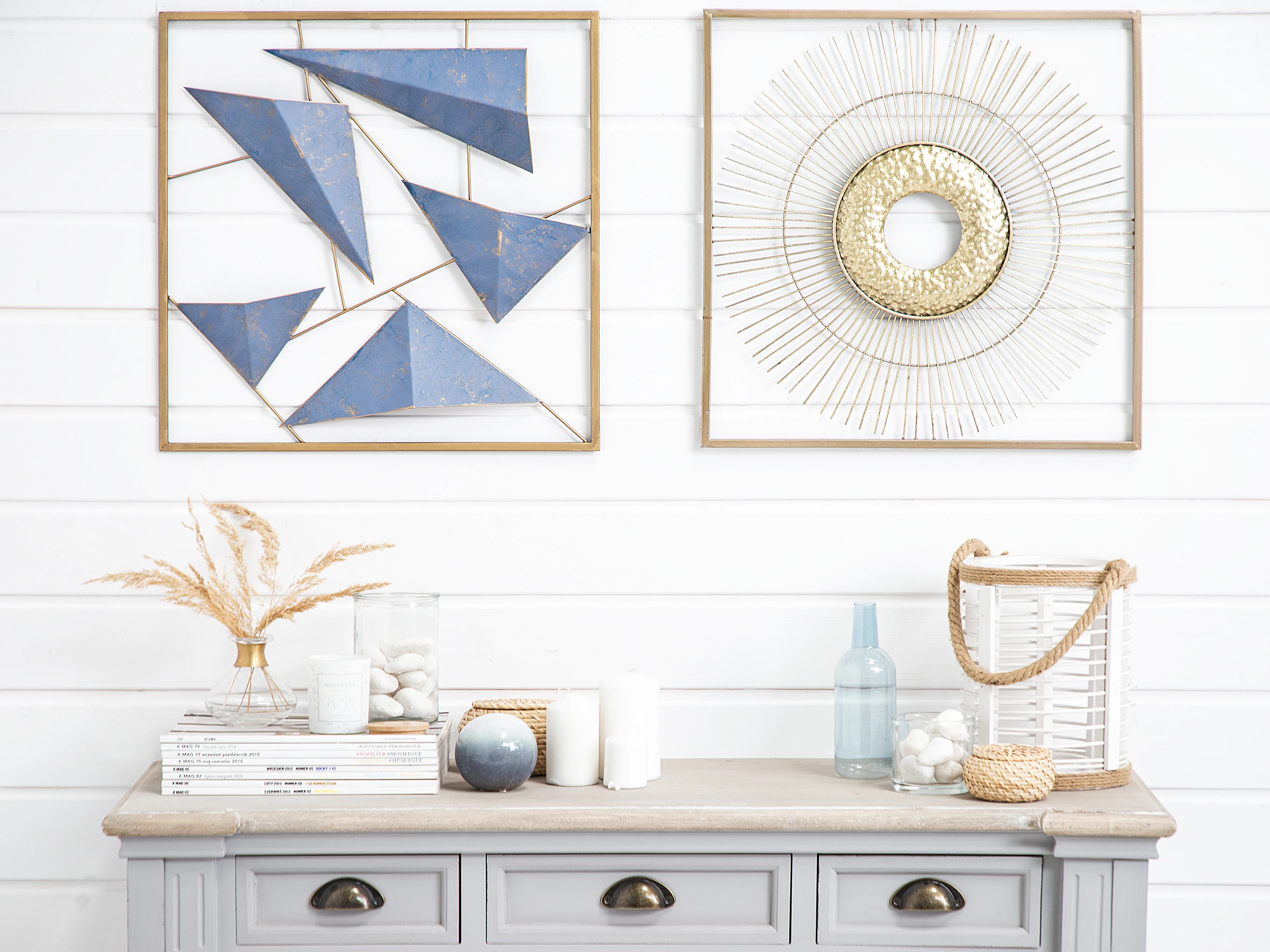 Wanddecoratie ZINC Metaal 50 cm Blauw