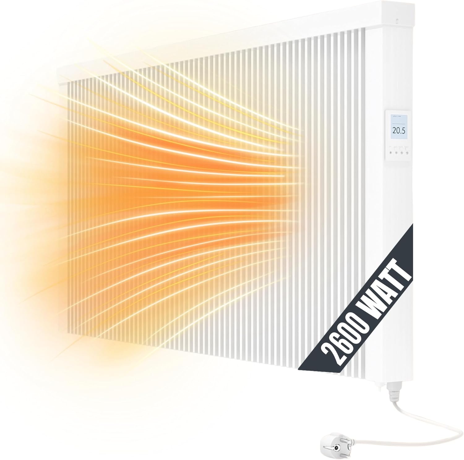 Areo Smart 2600 W Elektroheizung Wandmontage - Elektroheizkörper mit Thermostat - elektrische Heizung Smart Home - App steuerbare Heizung WLAN steuerbar - digitale Elektroheizung