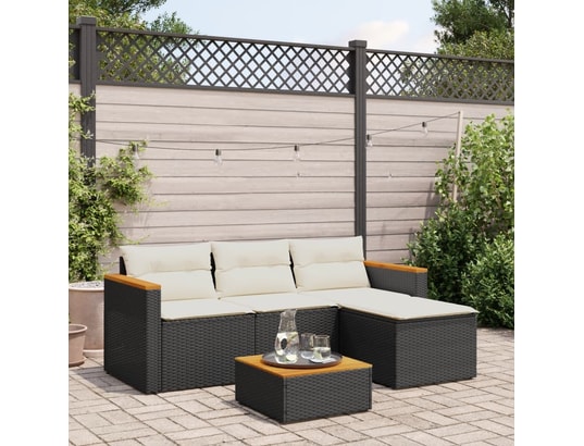 VIDAXL - Salon extérieur Salon de jardin 3 pcs avec coussins noir résine tressée