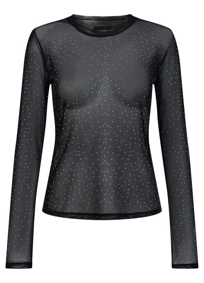 Liberte Mesh-Ls-Sparkle-Tshirt 22134 black silver dot