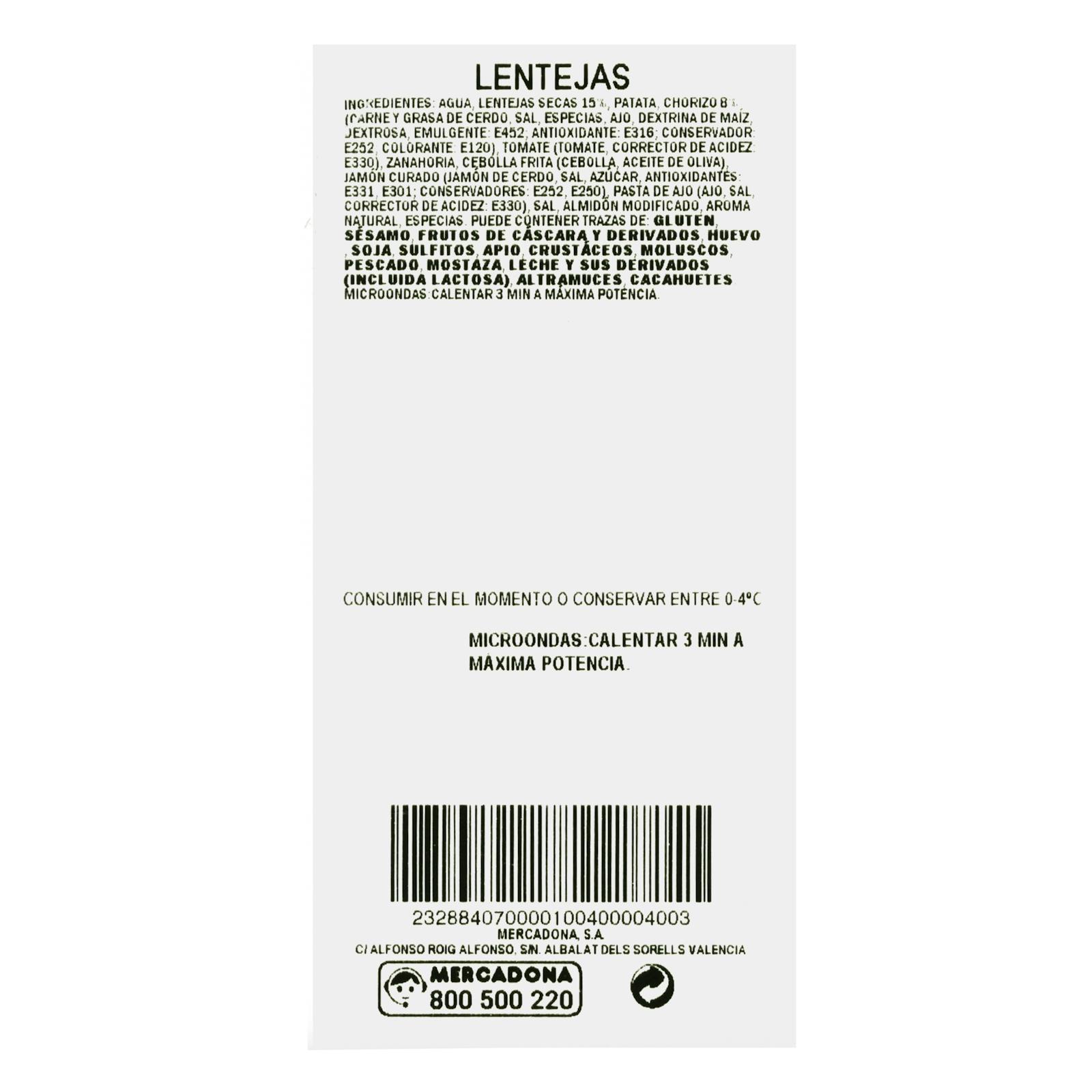 Lentilles prêtes à manger