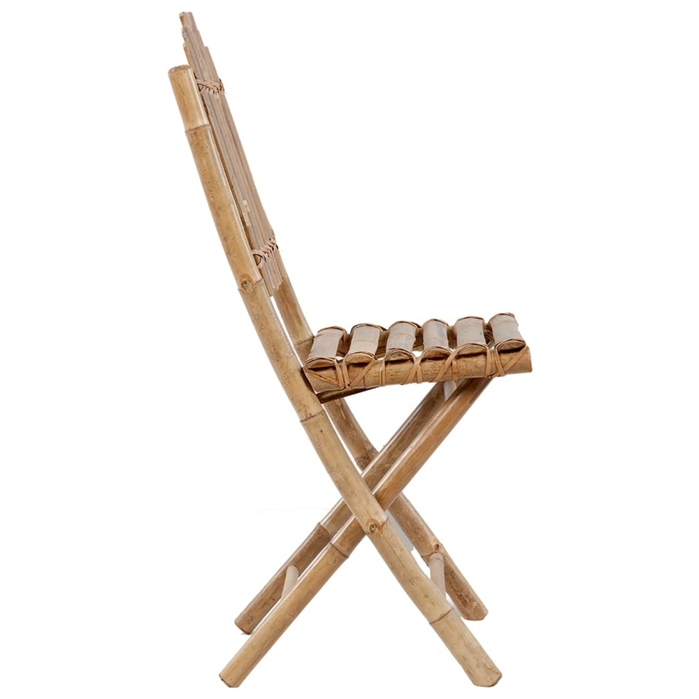 Mobilier à dîner d'extérieur pliable 5 pièces avec coussins bambou