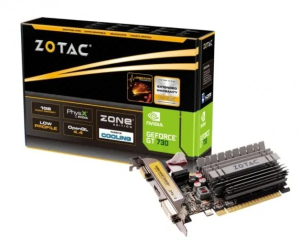 ZOTAC NVIDIA® GeForce® GT 730 - ZONE Edition - grafikkort - GF GT 730 - 2 GB DDR3 - PCIe 2.0 x16 lavprofil - DVI, D-Sub, HDMI - blæserløs