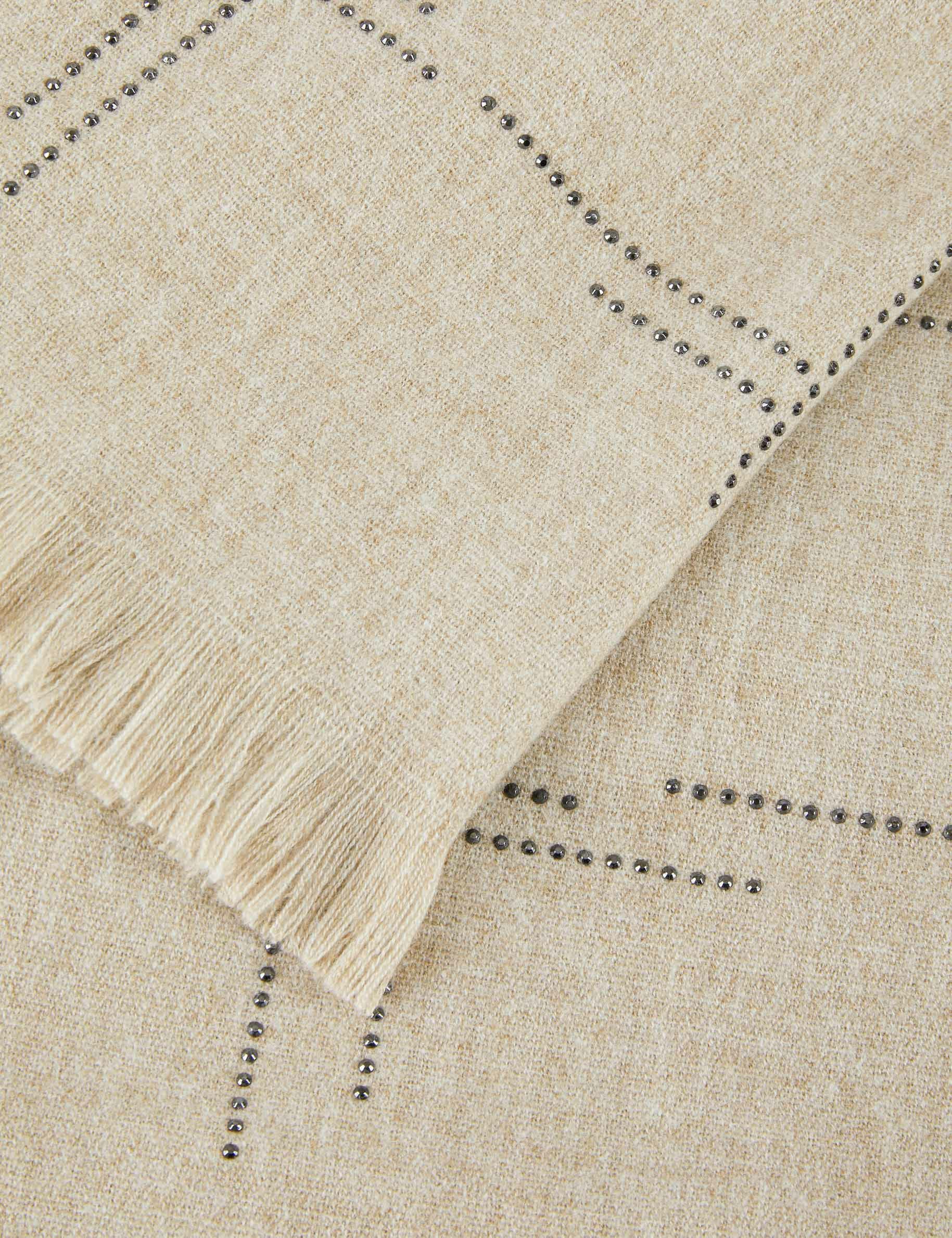 Écharpe avec strass et franges beige femme - beige