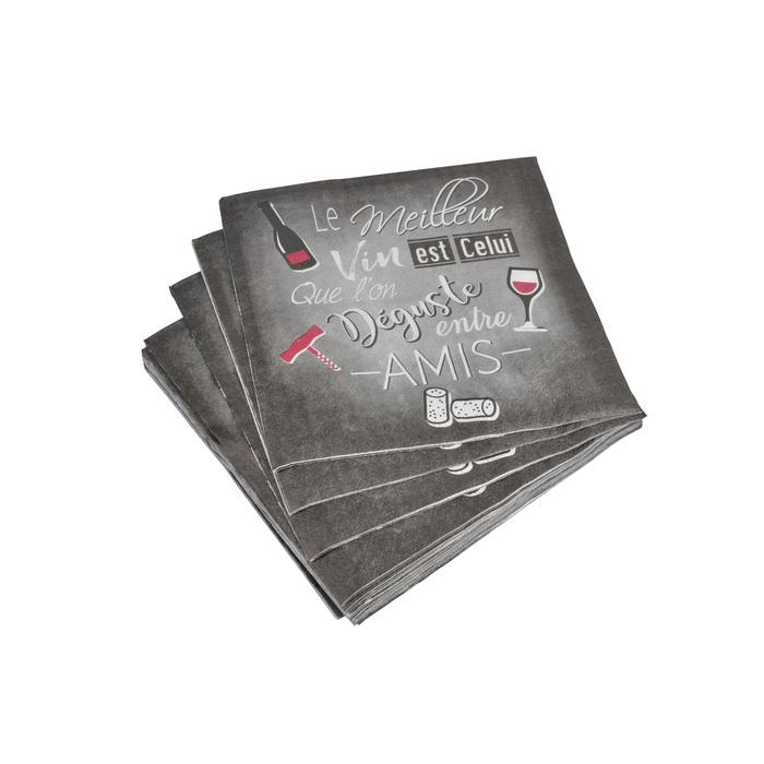 SET 20 SERVIETTES MEILLEUR VIN 33X33CM