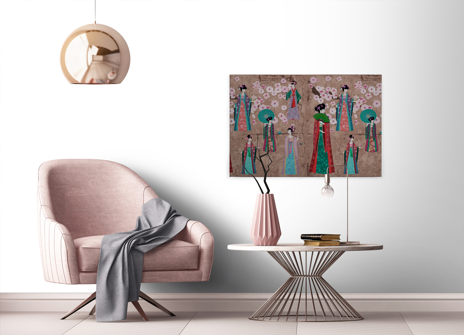 Leinwandbild KIMONO - braun-rot - 90x60 cm
