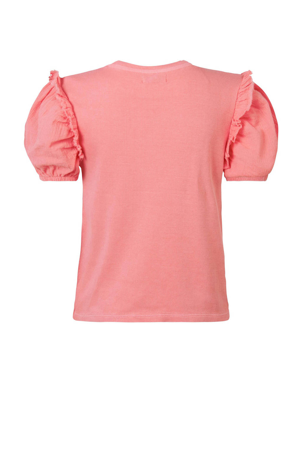 Noppies T-shirt Payson met tekst en ruches roze