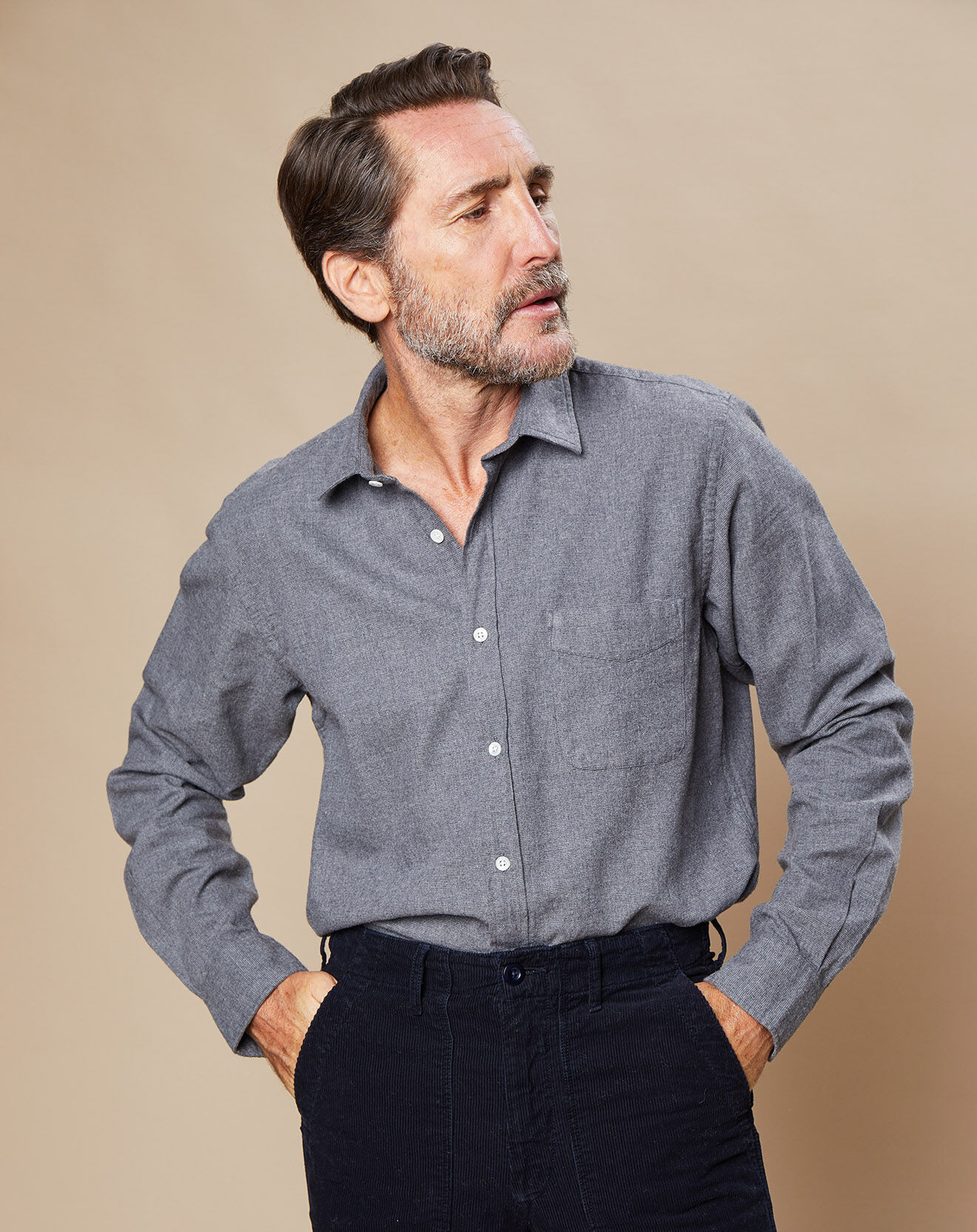 Hartford Chemise Slim en Flanelle de Coton Storm flanelle