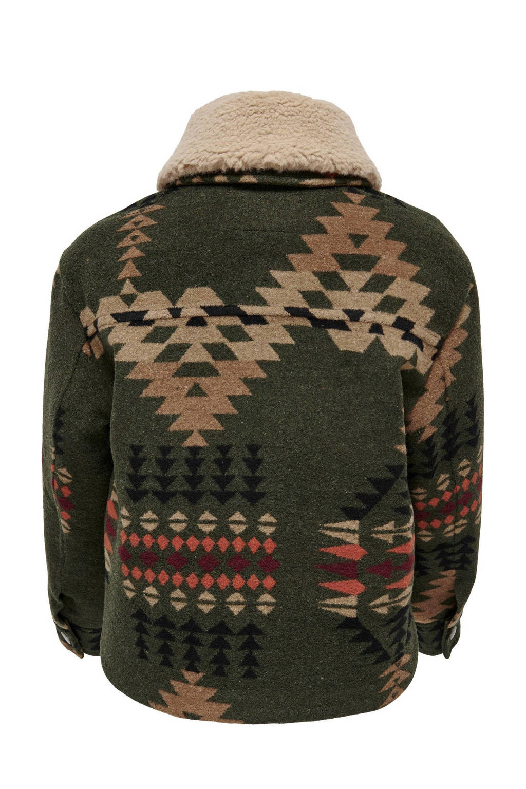 ONLY winterjas KOGGITA met all over print donkergroen/bruin/oranje