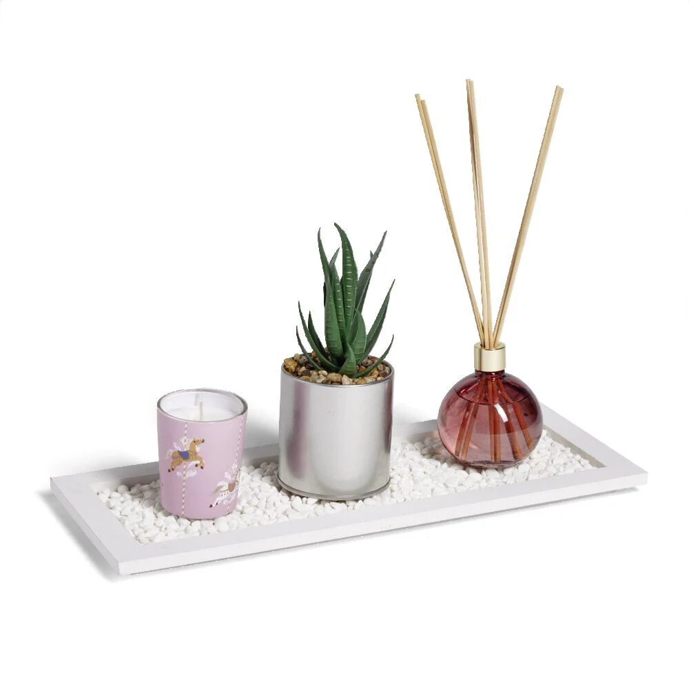 Coffret senteur bougie/plateau/diffuseur/plante artificielle