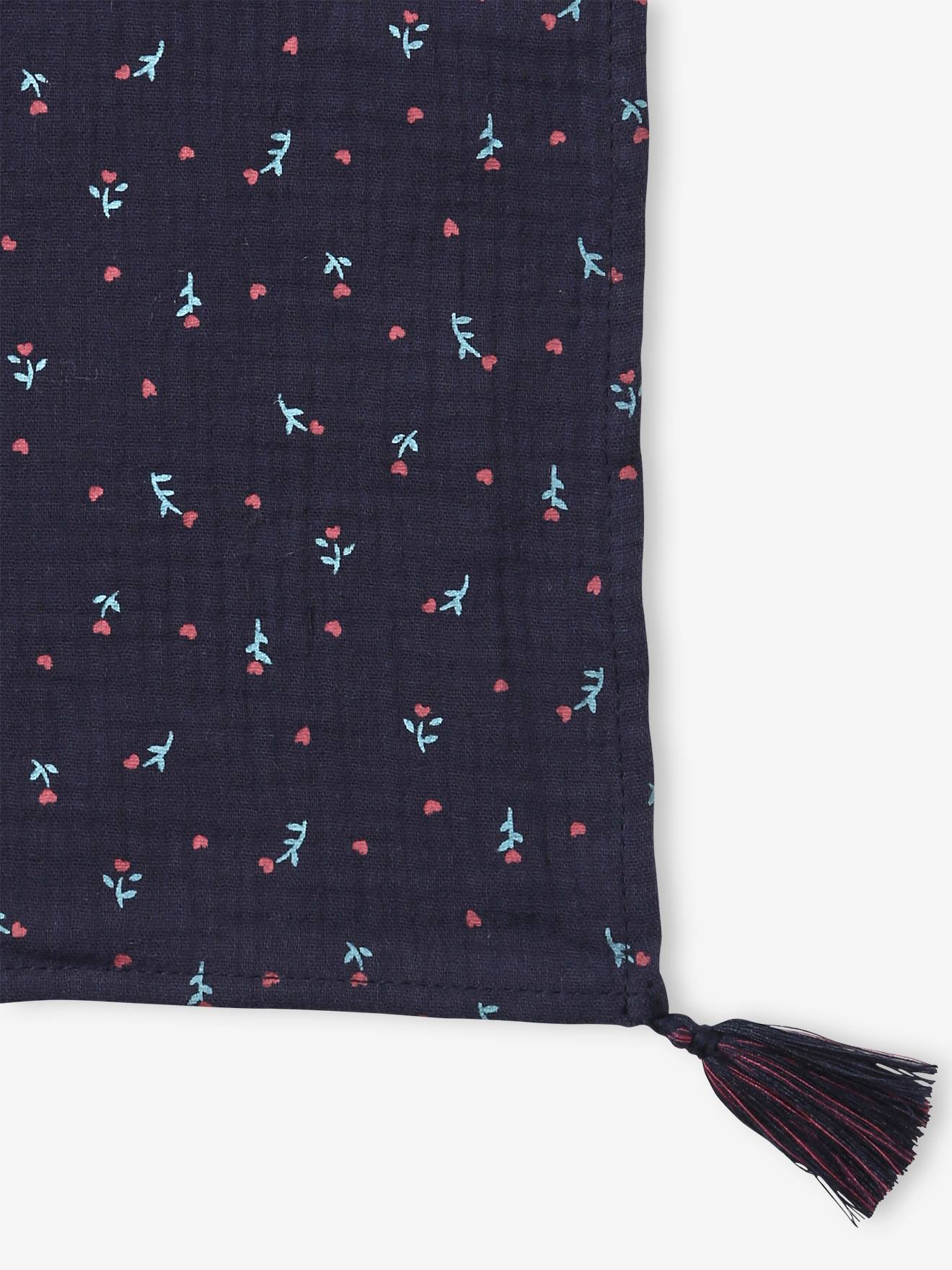 Lenço com estampa floral, estampa azul vibrante para menina