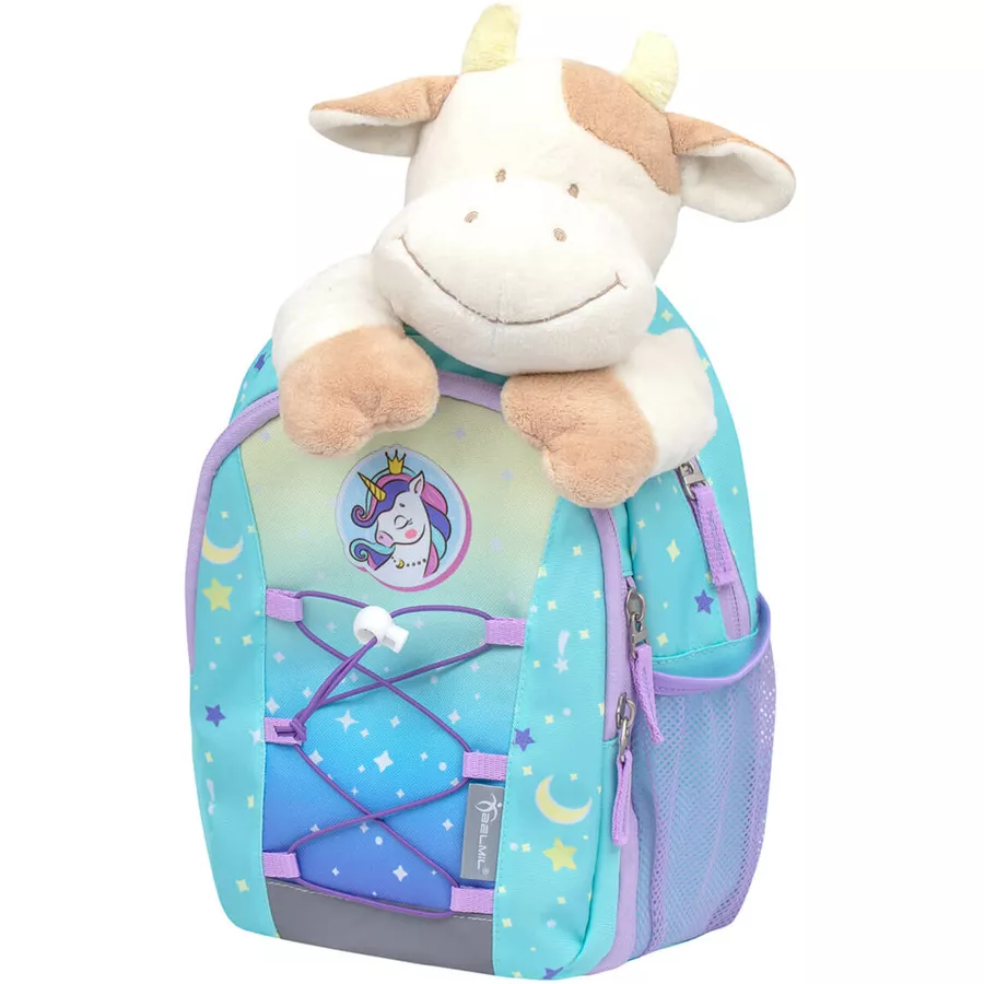 Belmil Kindergartenrucksack Mini Kiddy Kindergartenrucksack für 1-3 Jährige Kinder mit Brustgurt Cute Unicorn