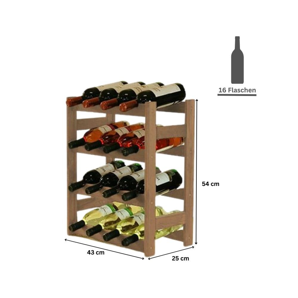 PROREGAL Wijnrek Pinot Vine HxBxD 54 x 43 x 25 cm 16 Flessen Massief grenenhout Bruin Geolied