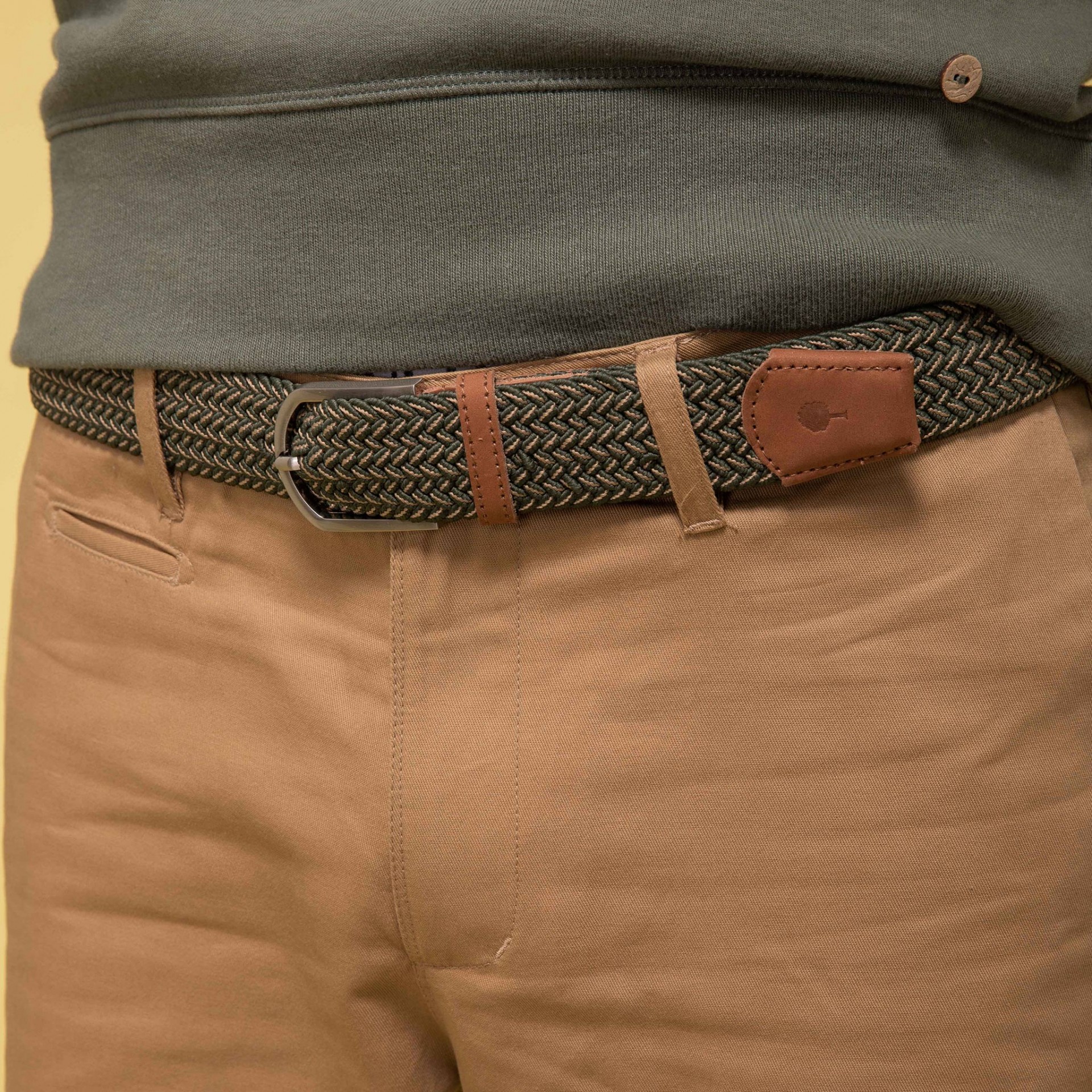 Ceinture kaki & beige kaki & beige - modèle Belt