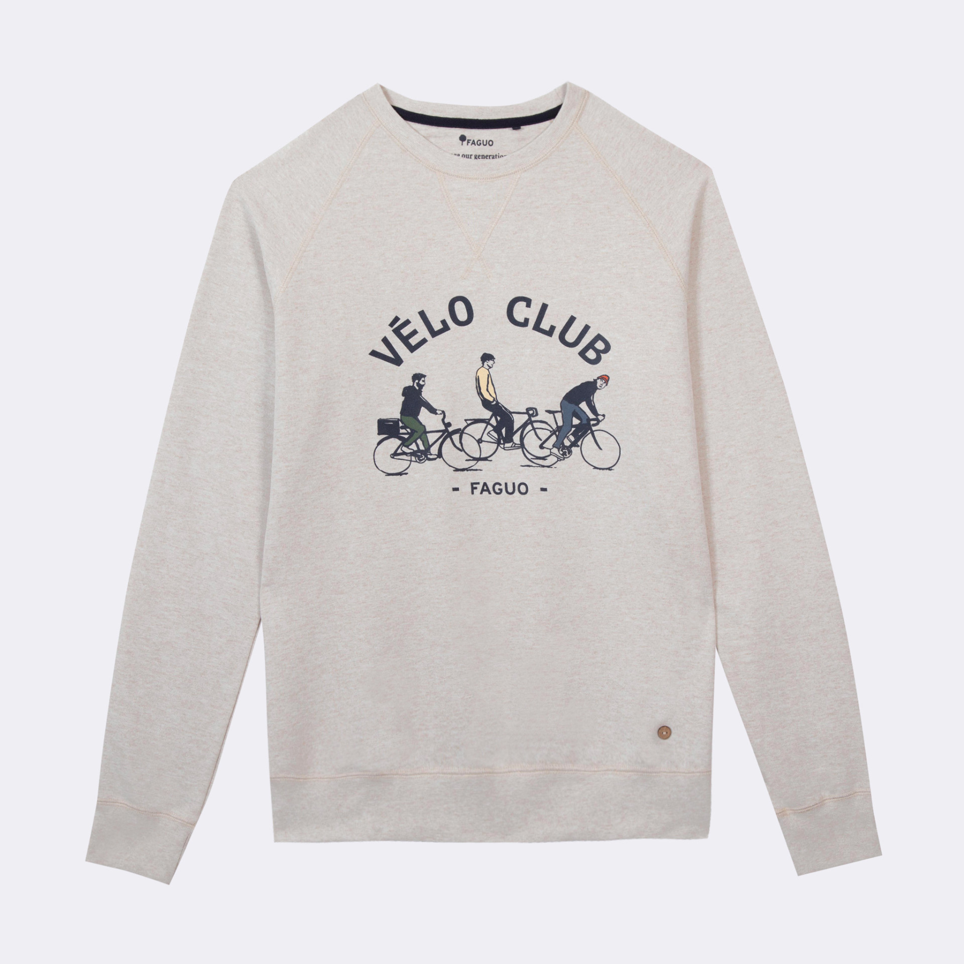 Sweat beige chiné Vélo Club Coton recyclé - modèle Darney