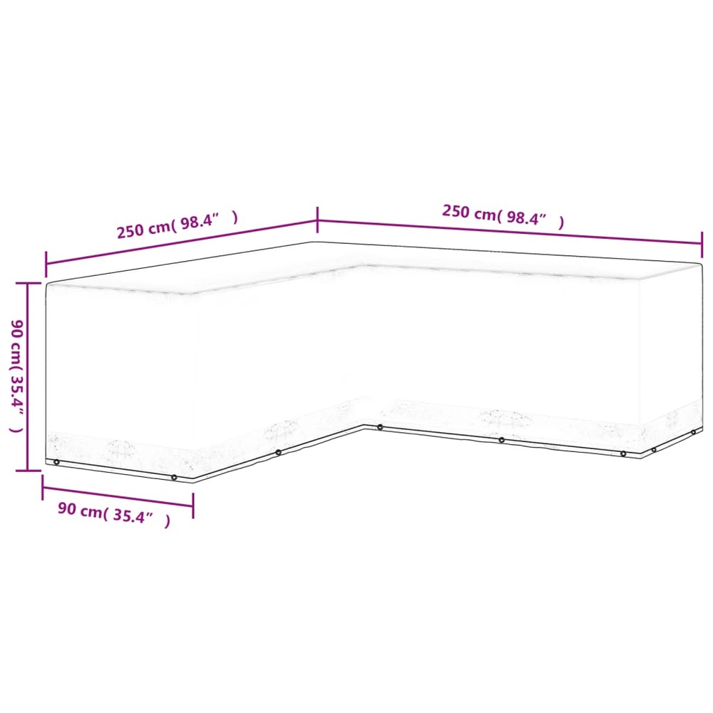 Housse de salon de jardin forme de l 12 œillets 250x250x90 cm