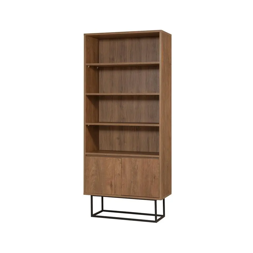 Boekenkast Walnoot Bruin Melamine - 80x36x182cm - Rea
