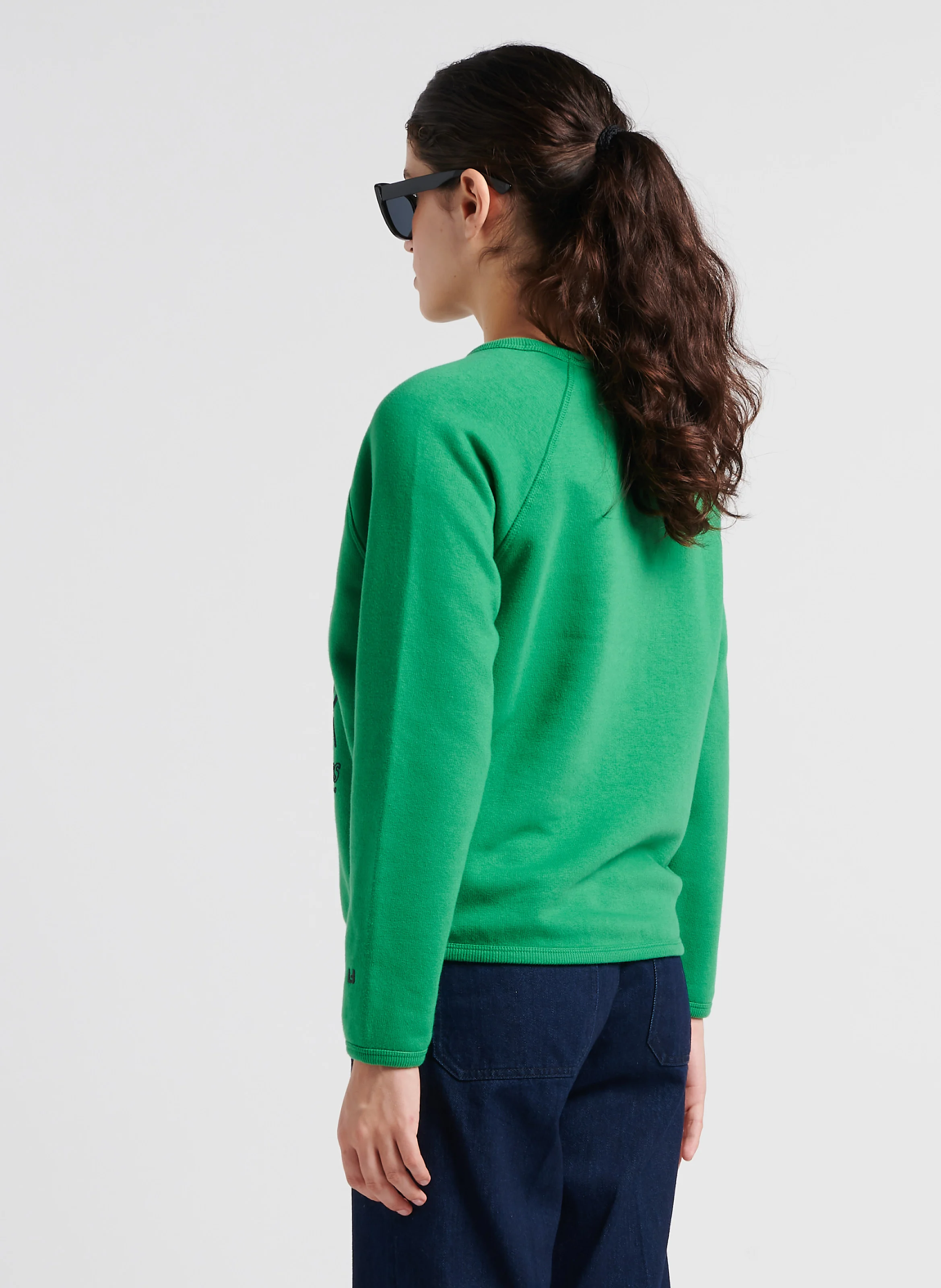 SHINE - Sweat ample col rond sérigraphié en coton mélangé| Vert