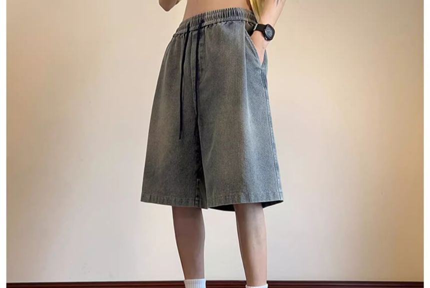 Capbrew - Gewassen denim shorts met trekkoordtaille