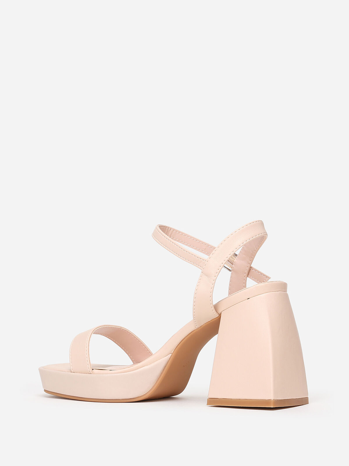 Sandales à talon trapèze- Beige