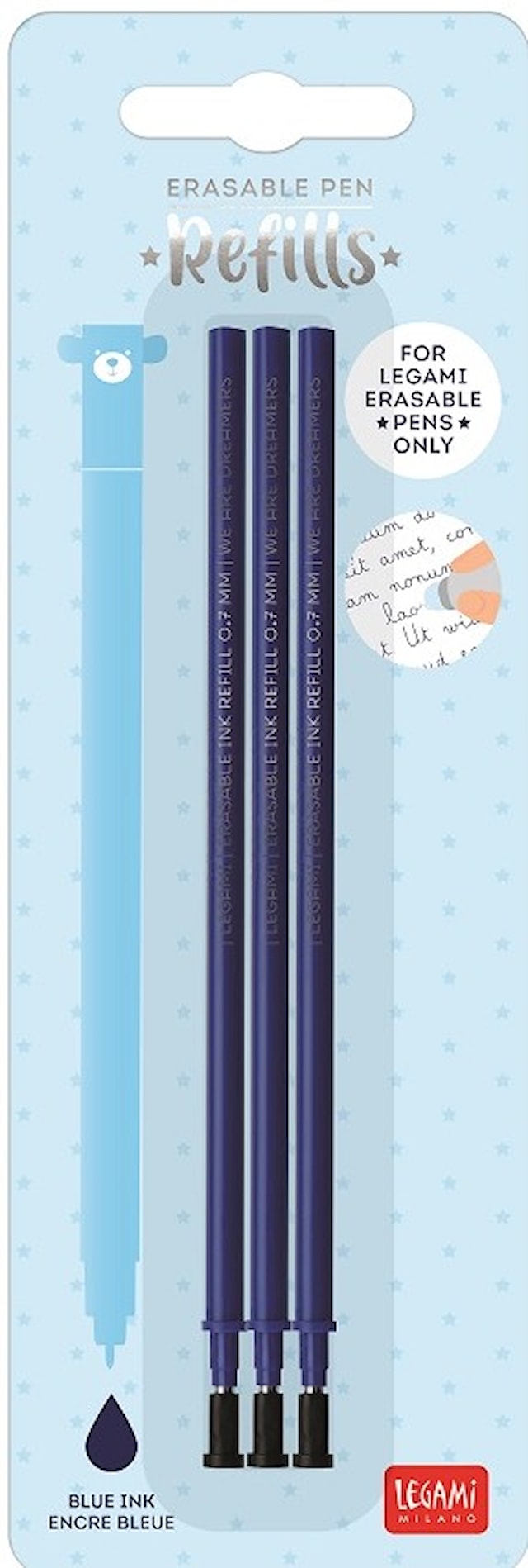 Påfyllinger for Erasable gel pens, 3 stk., blå