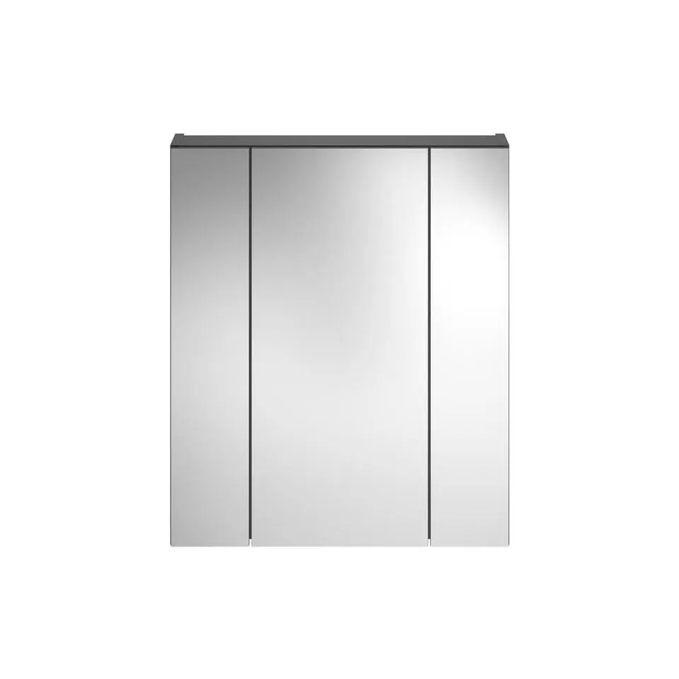 Hioshop Linus spiegelkast 3 deuren met licht zwart