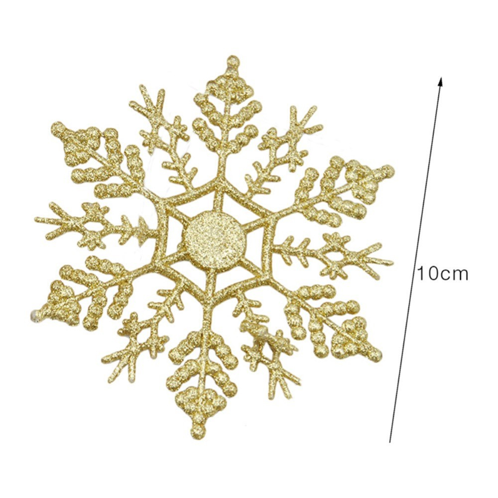 (12er Set) Christbaum Schmuck Glitzer Schneeflocken Deko Ornamente - Silber