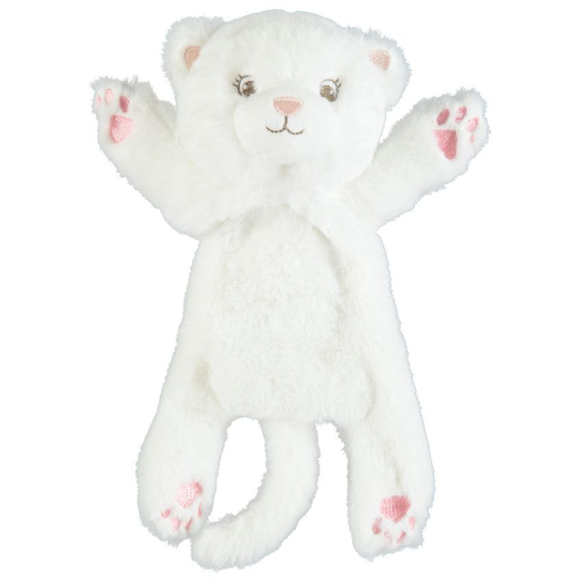 Doudou plat forme chat à détails brodés - Rose