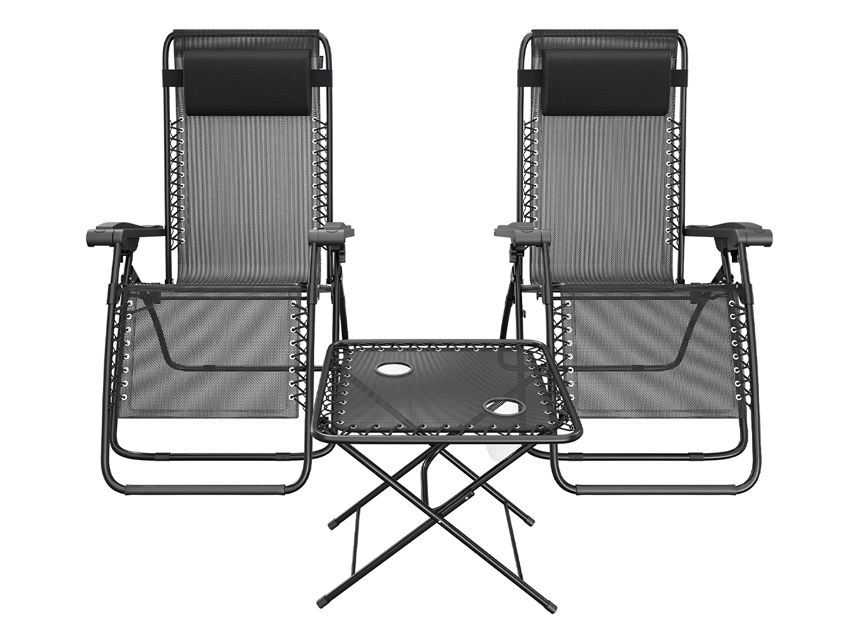 LifeGoods set van 2 relaxstoelen met tafel - Black