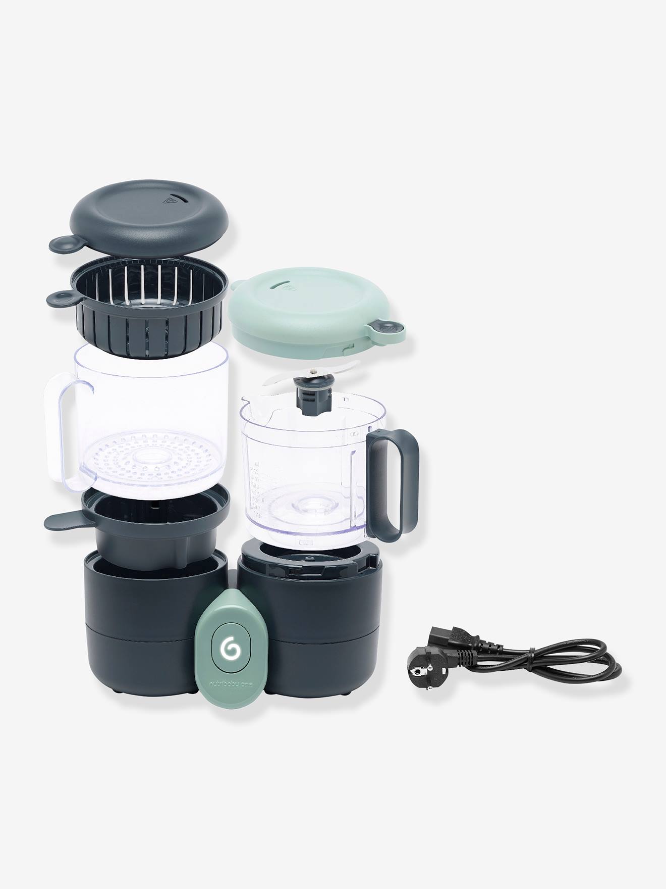 BABYMOOV Nutribaby One Robô de Cozinha Multifuncional, Processador de Alimentos e Liquidificador, Preto Escuro, Bicolor/Multicolorido