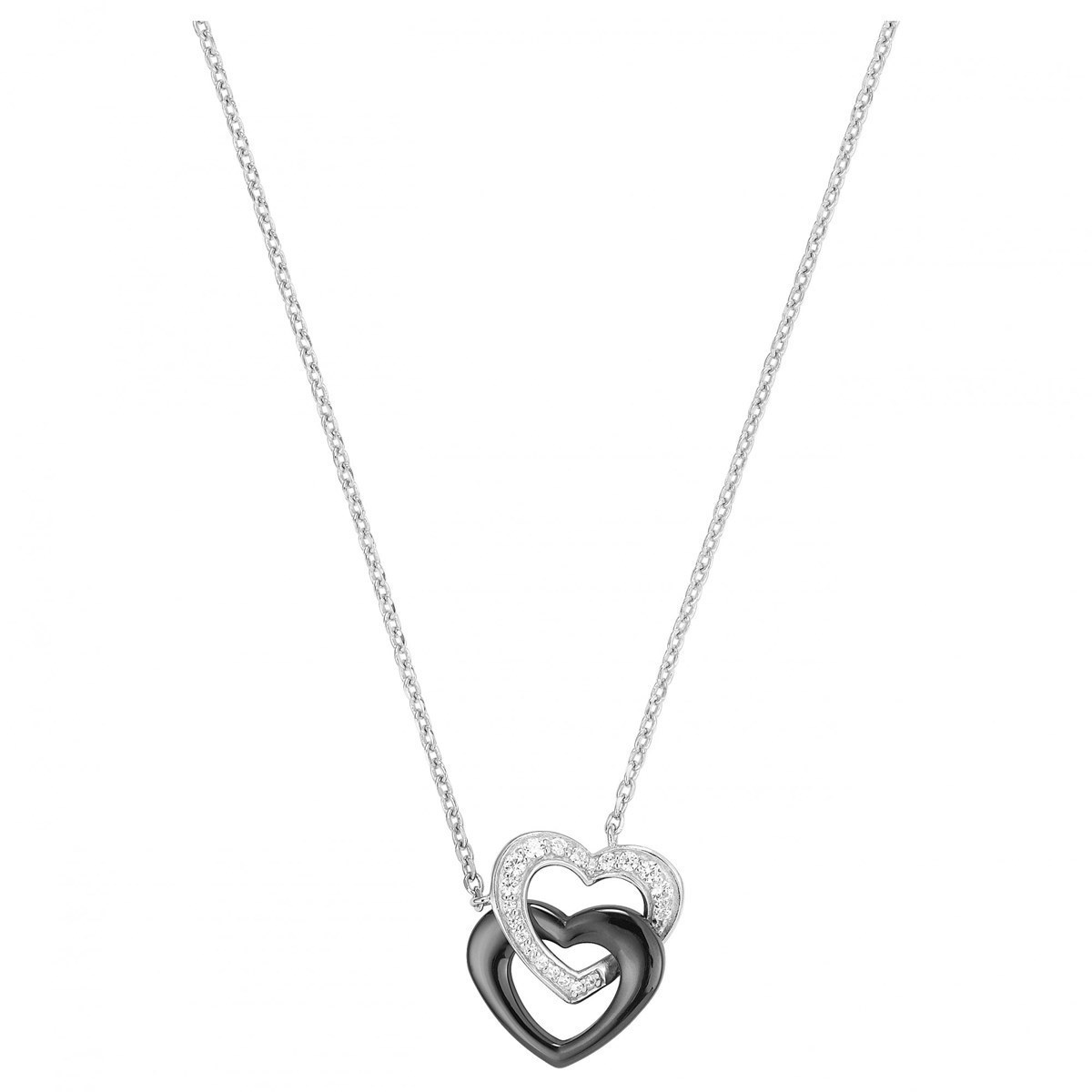 Collier mono-motif en Argent 925 millièmes et céramique - blanc brillant