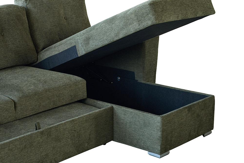 Schlafecksofa APARTMENT 245cm grün Strukturstoff inkl. Stauraum beidseitig aufbaubar