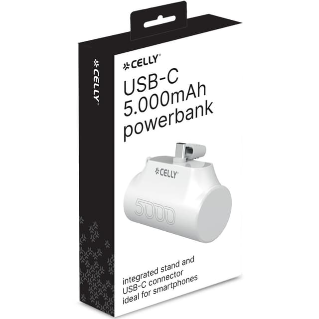 Celly PBC5000 Kompakt PowerBank med USB-C-kontakt 10,5W 5000mAh Vit