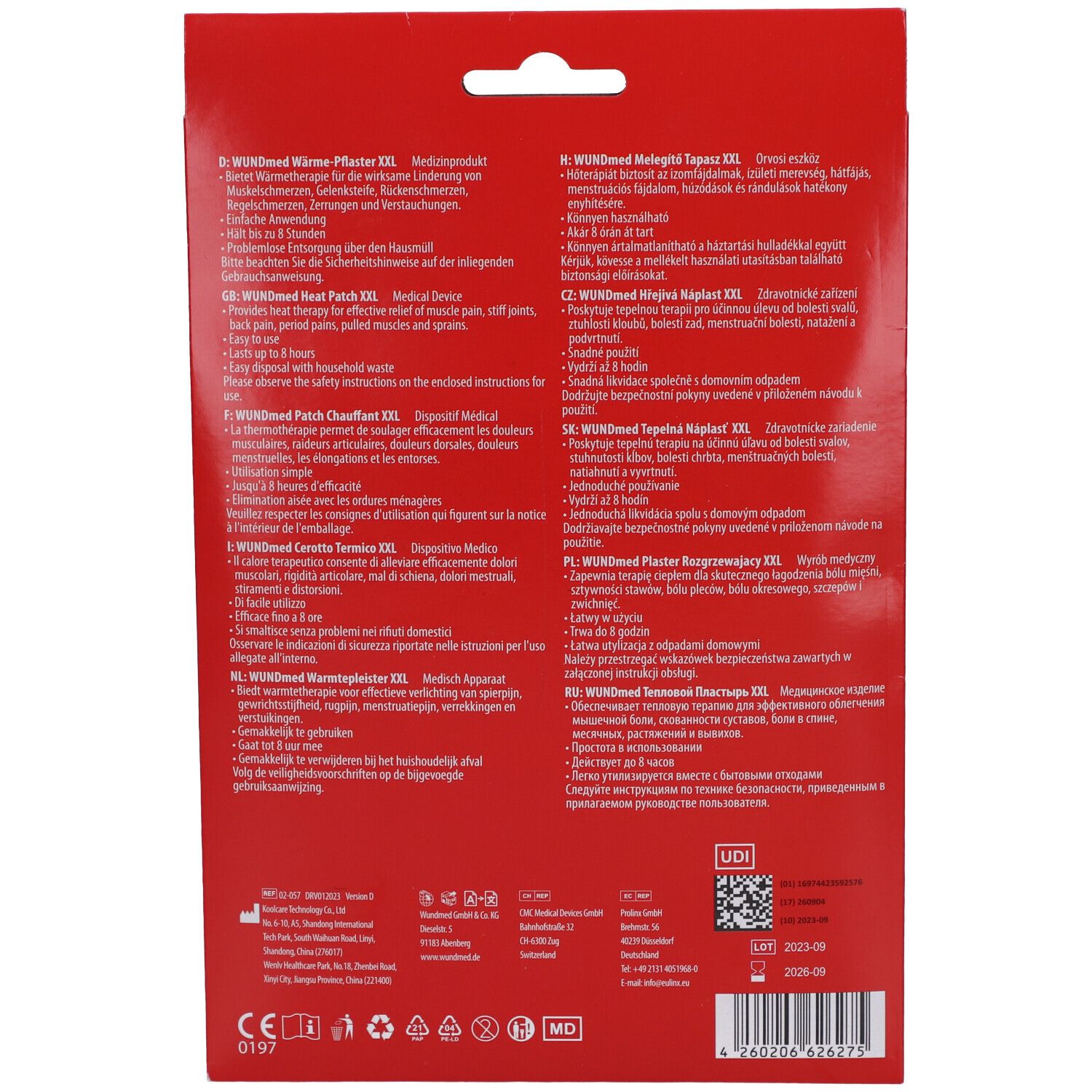 WUNDmed® Natürliches Wärme-Pflaster 13 cm x 19 cm